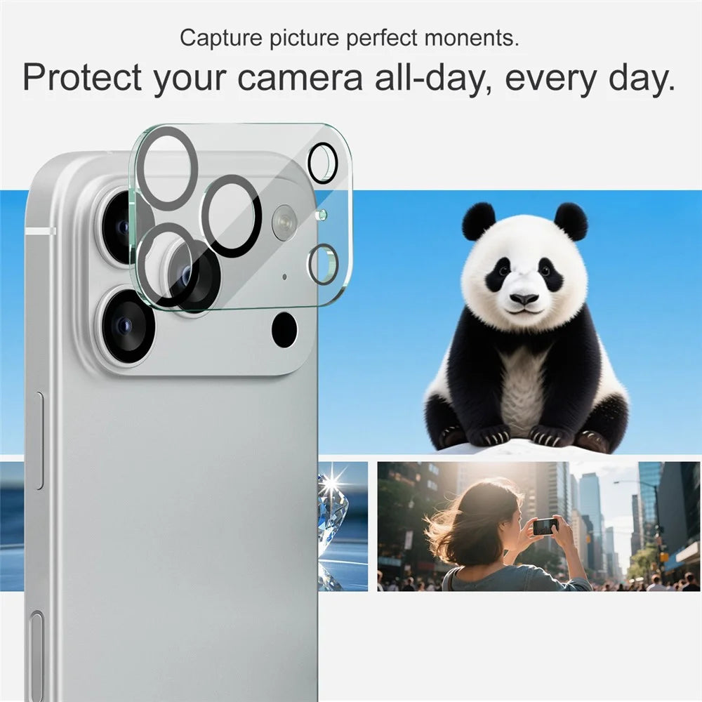 IMAK For iPhone 17 Pro Tempered Glass Camera Lens Protector Acrylic Lens Cap (Black Circle Design) - 5