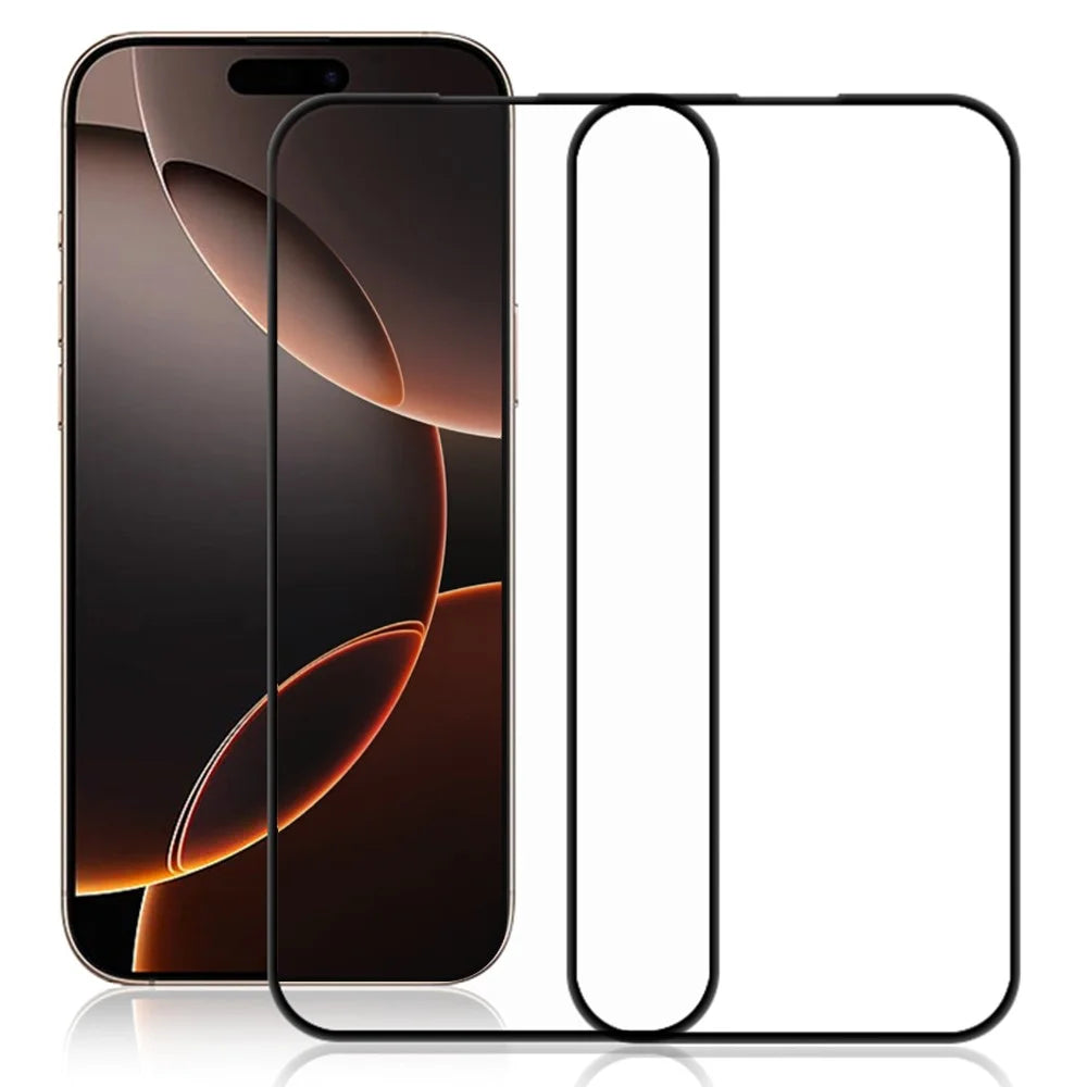 AMORUS 2Pcs For iPhone 17 Screen Protector Shatterproof Silk Printing Tempered Glass Film - Black - 1