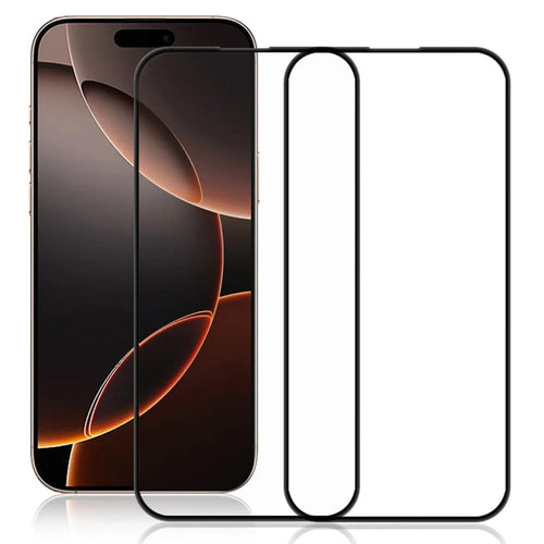 AMORUS 2Pcs For iPhone 17 Screen Protector Shatterproof Silk Printing Tempered Glass Film - Black - 1