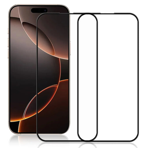AMORUS 2Pcs For iPhone 17 Screen Protector Shatterproof Silk Printing Tempered Glass Film - Black - 1
