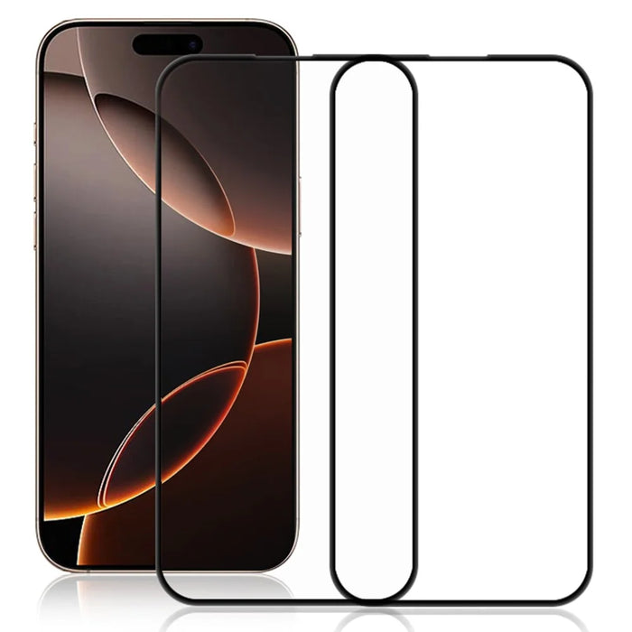 AMORUS 2Pcs For iPhone 17 Screen Protector Shatterproof Silk Printing Tempered Glass Film - Black - 1
