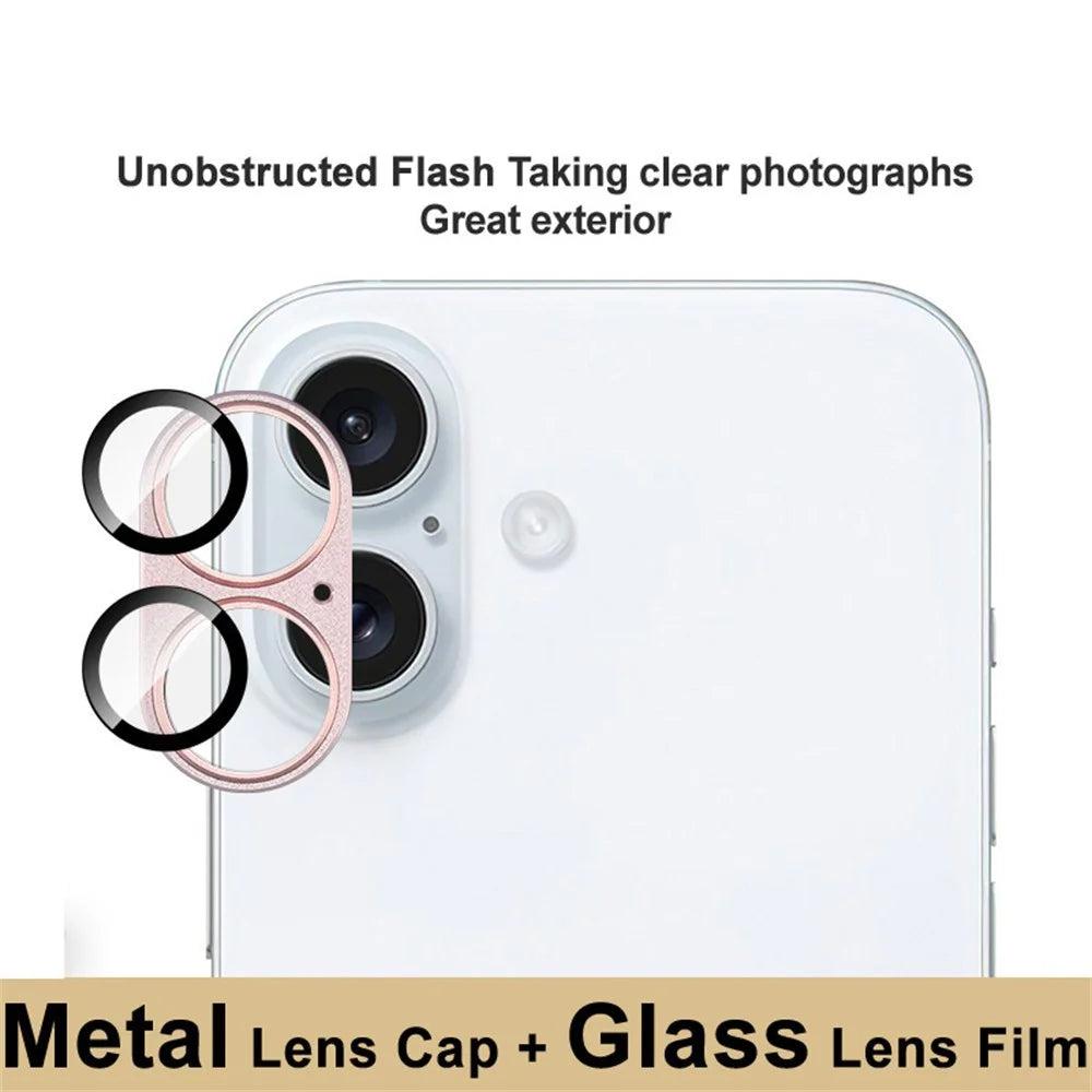 IMAK For iPhone 17 Camera Lens Film Metal Lens Cap + Tempered Glass Lens Protector - Pink - 3