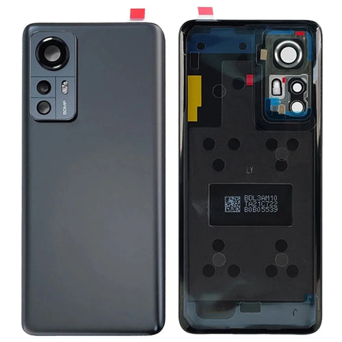 For Xiaomi 12 5G  /  12X 5G Back Battery Housing Cover with Camera Ring Lens Cover Spare Part (Without Logo) - Black - 1