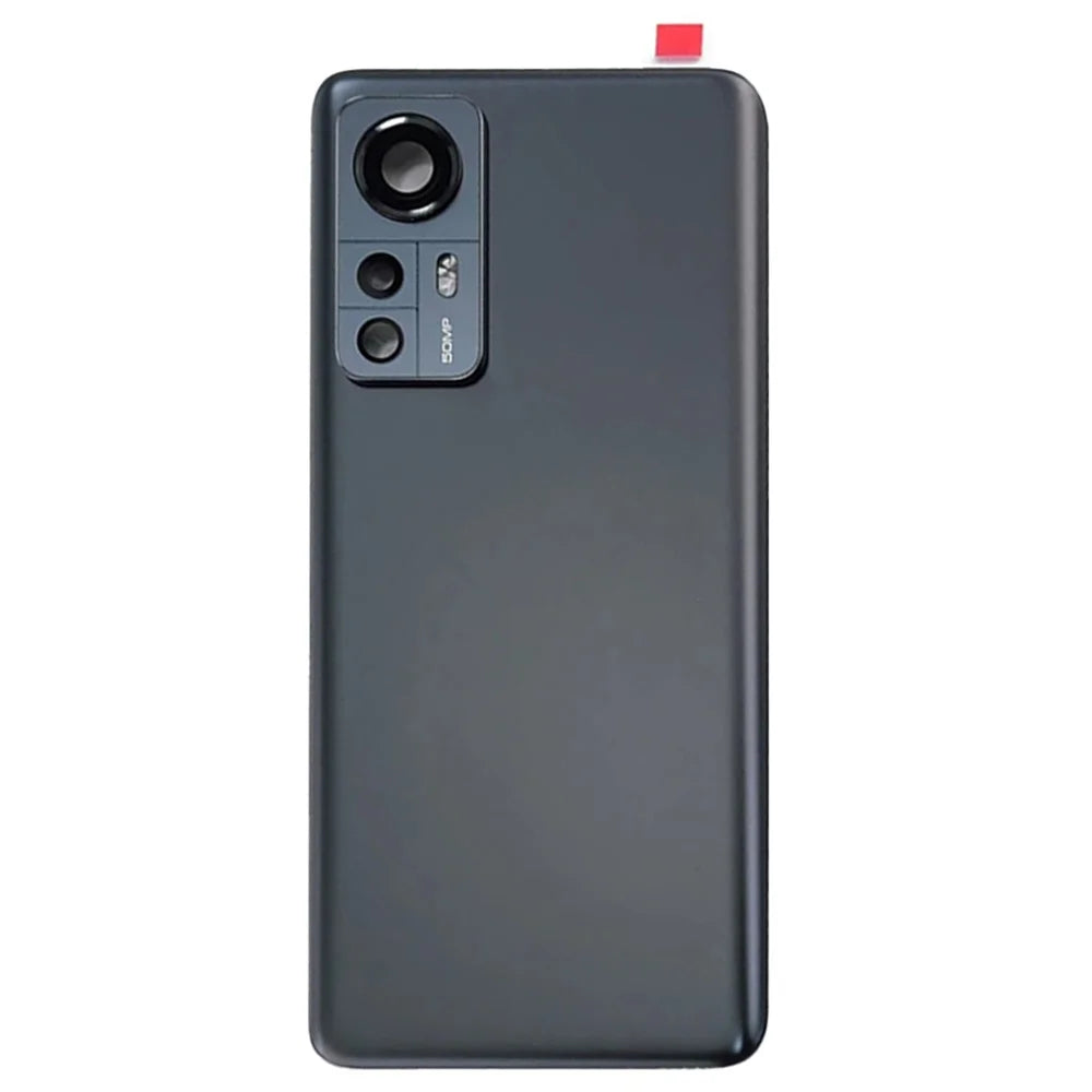 For Xiaomi 12 5G  /  12X 5G Back Battery Housing Cover with Camera Ring Lens Cover Spare Part (Without Logo) - Black - 2