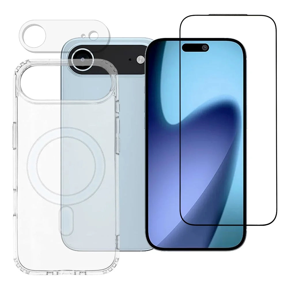 For iPhone Air Phone Case Compatible with MagSafe with Tempered Glass Screen Film + Clear Lens Film - 1