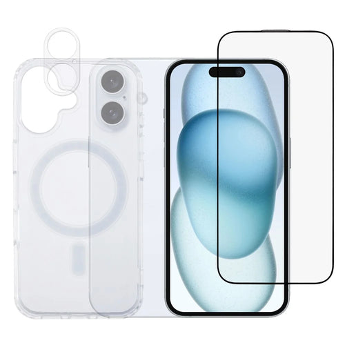 For iPhone 17 Phone Case Compatible with MagSafe with Tempered Glass Screen Film + Clear Lens Film - 1