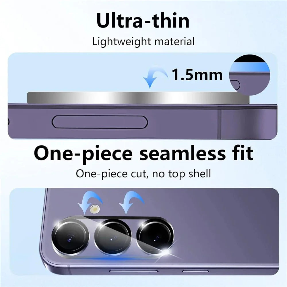 For Samsung Galaxy S25 Camera Lens Protector Black Ring Silk Printing Tempered Glass Acrylic Lens Film - 4