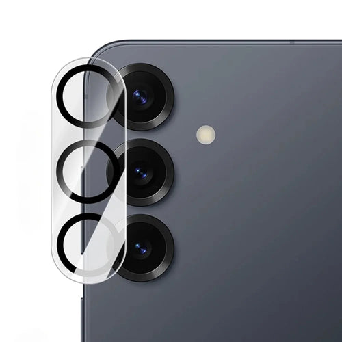 For Samsung Galaxy S25+ Camera Lens Protector Black Ring Silk Printing Tempered Glass Acrylic Lens Film - 1