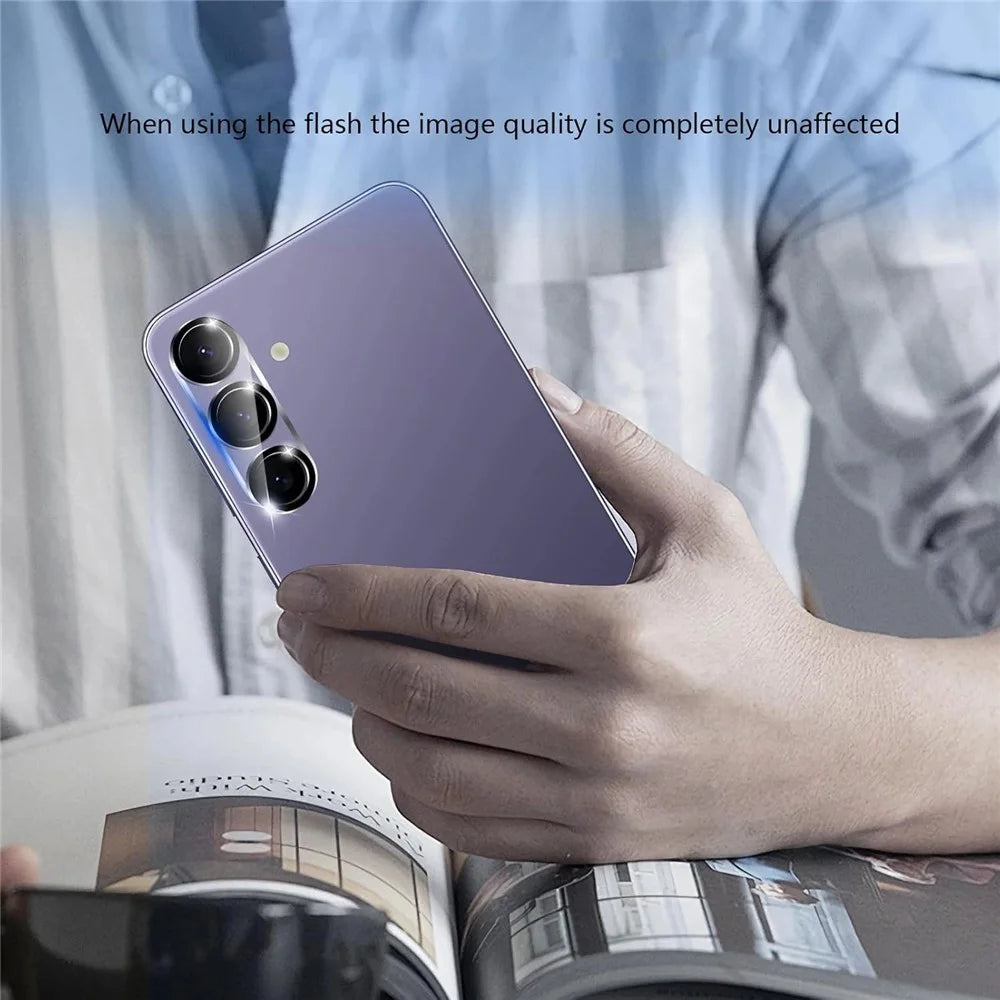 For Samsung Galaxy S25+ Camera Lens Protector Black Ring Silk Printing Tempered Glass Acrylic Lens Film - 6