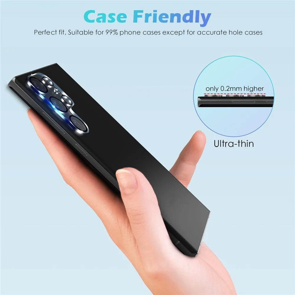 For Samsung Galaxy S24 Ultra Camera Lens Protector Black Ring Silk Printing Tempered Glass Acrylic Lens Film - 4