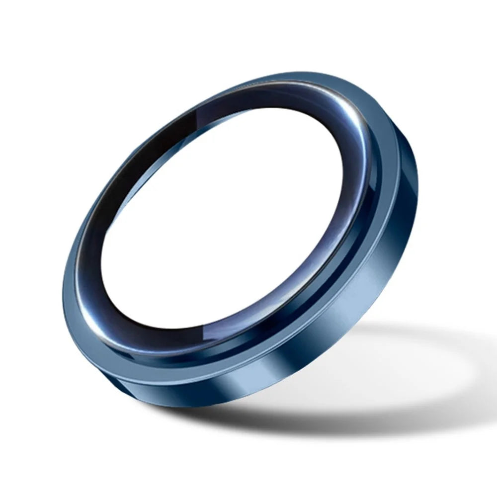 RURIHAI For iPhone 17 Pro Camera Lens Protector Tempered Glass Metal Ring Lens Film - Navy Blue - 2