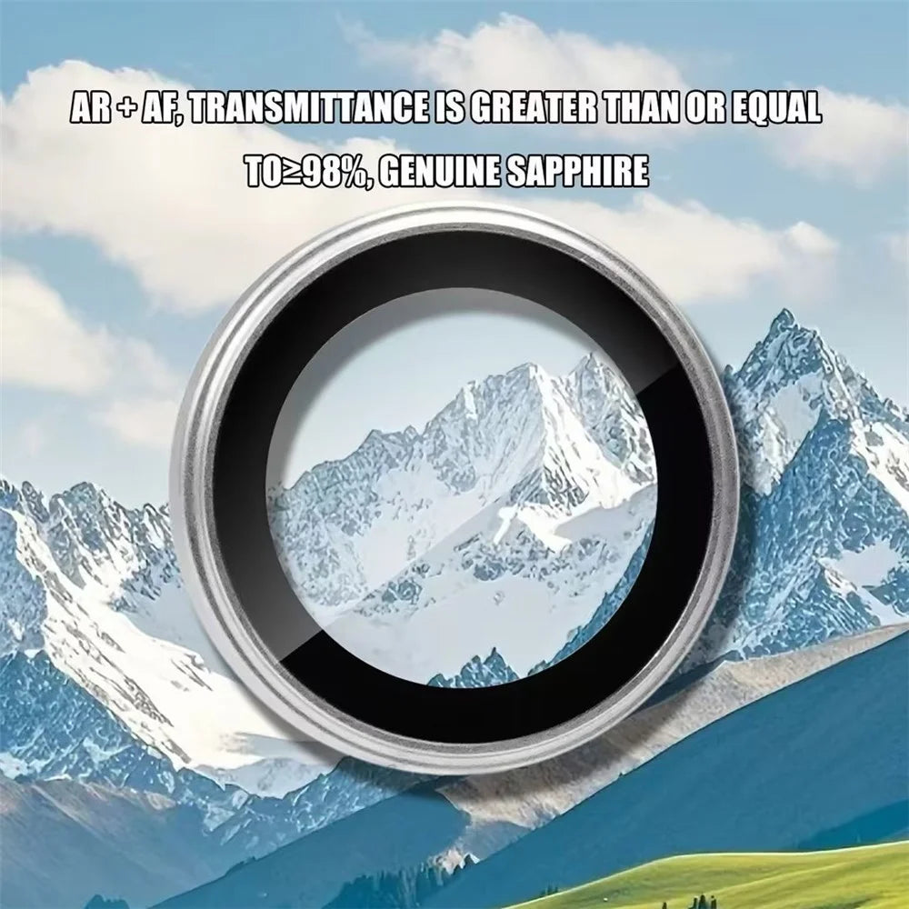 RURIHAI For iPhone 17 Pro Camera Lens Protector Tempered Glass Metal Ring Lens Film - Navy Blue - 3