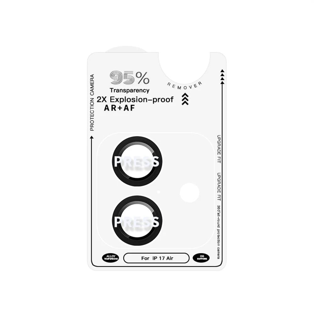 RURIHAI For iPhone 17 Camera Lens Protector Tempered Glass Metal Ring Lens Film - Black - 3