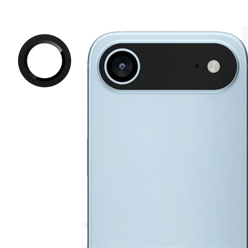 RURIHAI For iPhone Air Camera Lens Protector Tempered Glass Metal Ring Lens Film - Black - 1