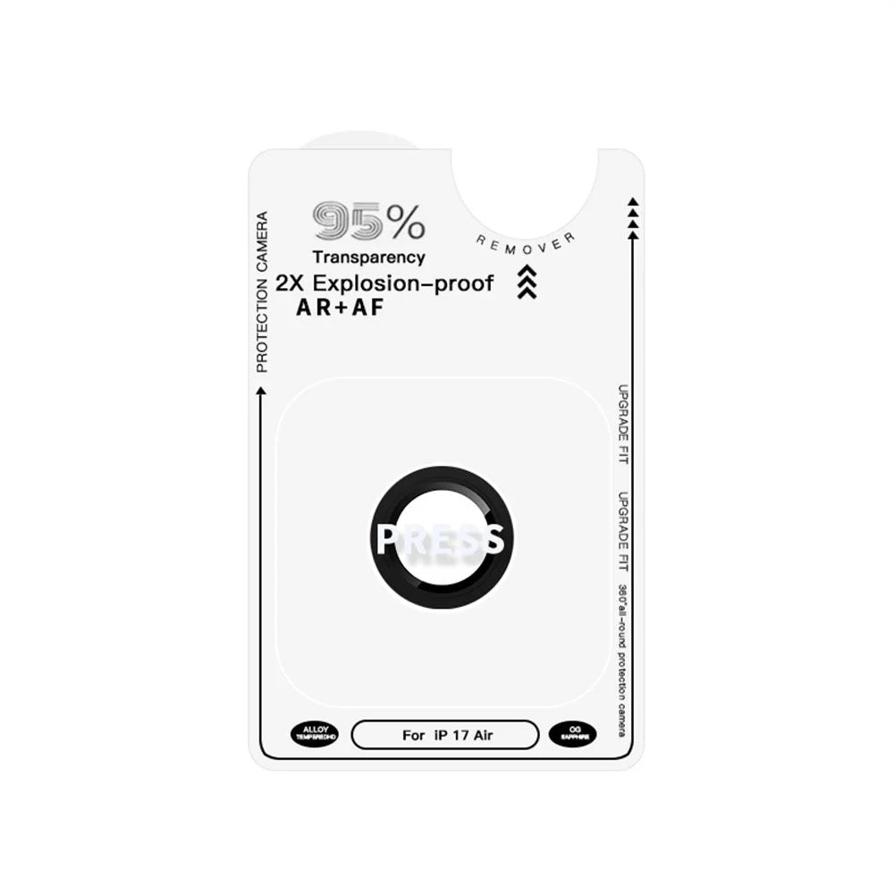 RURIHAI For iPhone Air Camera Lens Protector Tempered Glass Metal Ring Lens Film - Black - 3