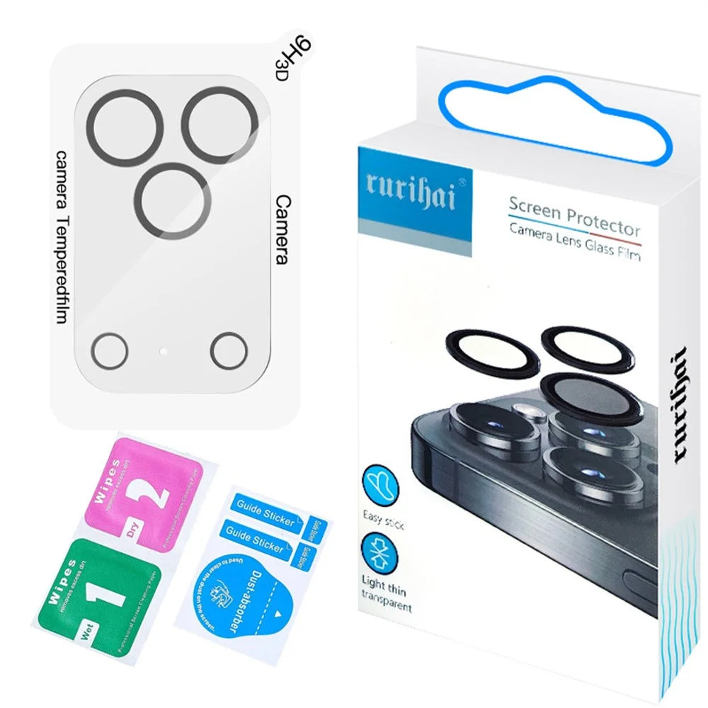RURIHAI For iPhone 17 Pro Max Camera Lens Protector Clear Black Circle 3D High Aluminum-Silicon Glass Lens Film - 5