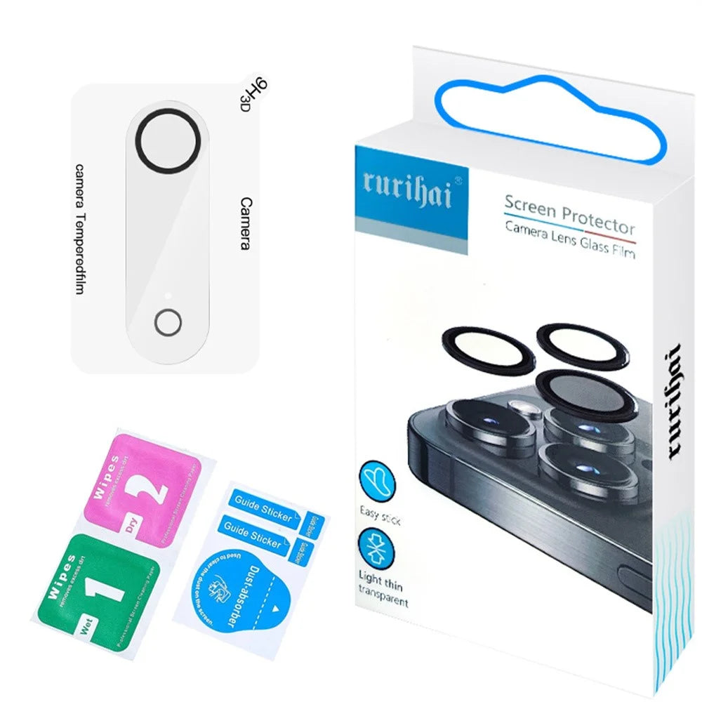 RURIHAI For iPhone Air Camera Lens Protector Clear Black Circle 3D High Aluminum-Silicon Glass Lens Film - 5