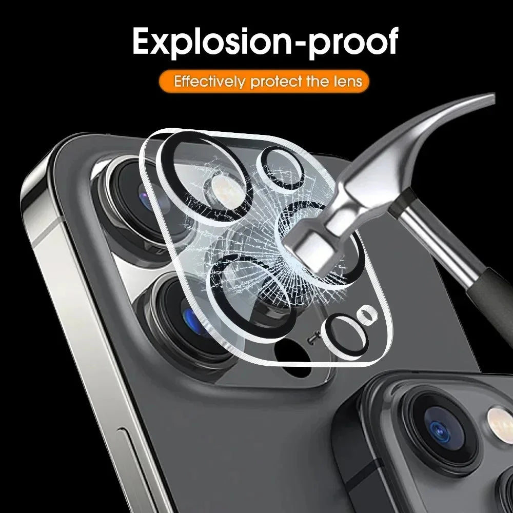 For iPhone 16 Pro / 16 Pro Max Camera Lens Protector Black Ring Silk Printing Tempered Glass Acrylic Lens Film - 2