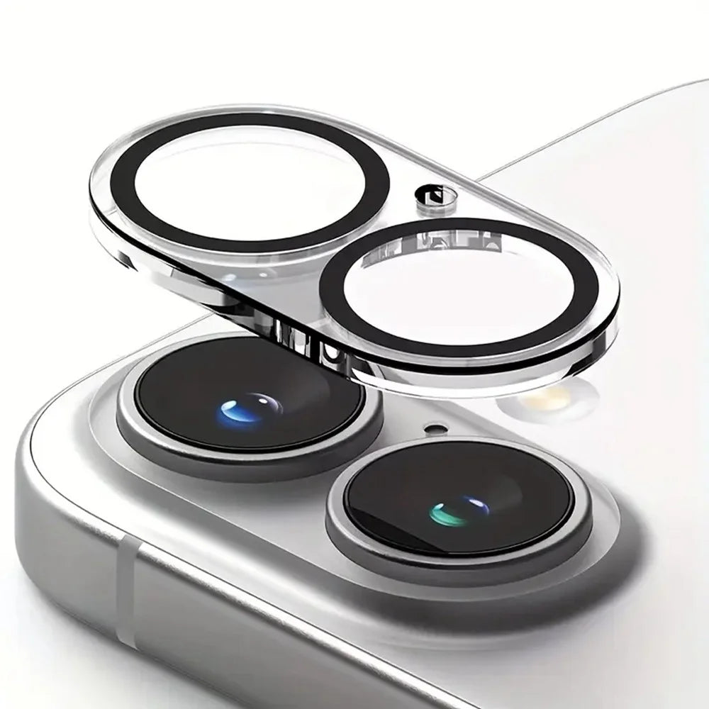 For iPhone 16 Camera Lens Protector Black Ring Silk Printing Tempered Glass Acrylic Lens Film - 1