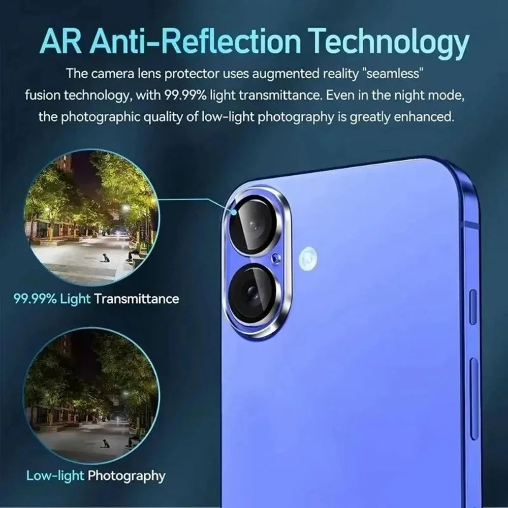 For iPhone 16 Plus Camera Lens Protector Black Ring Silk Printing Tempered Glass Acrylic Lens Film - 3