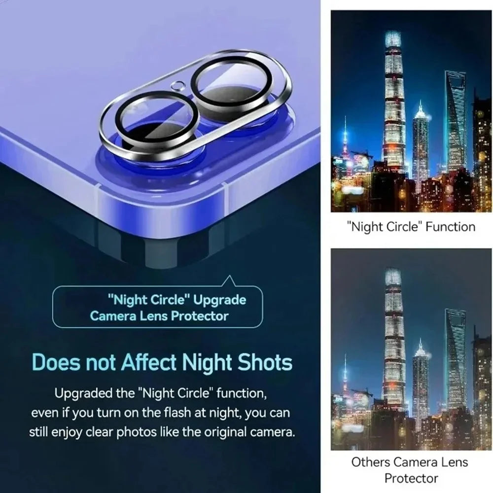 For iPhone 16 Plus Camera Lens Protector Black Ring Silk Printing Tempered Glass Acrylic Lens Film - 4