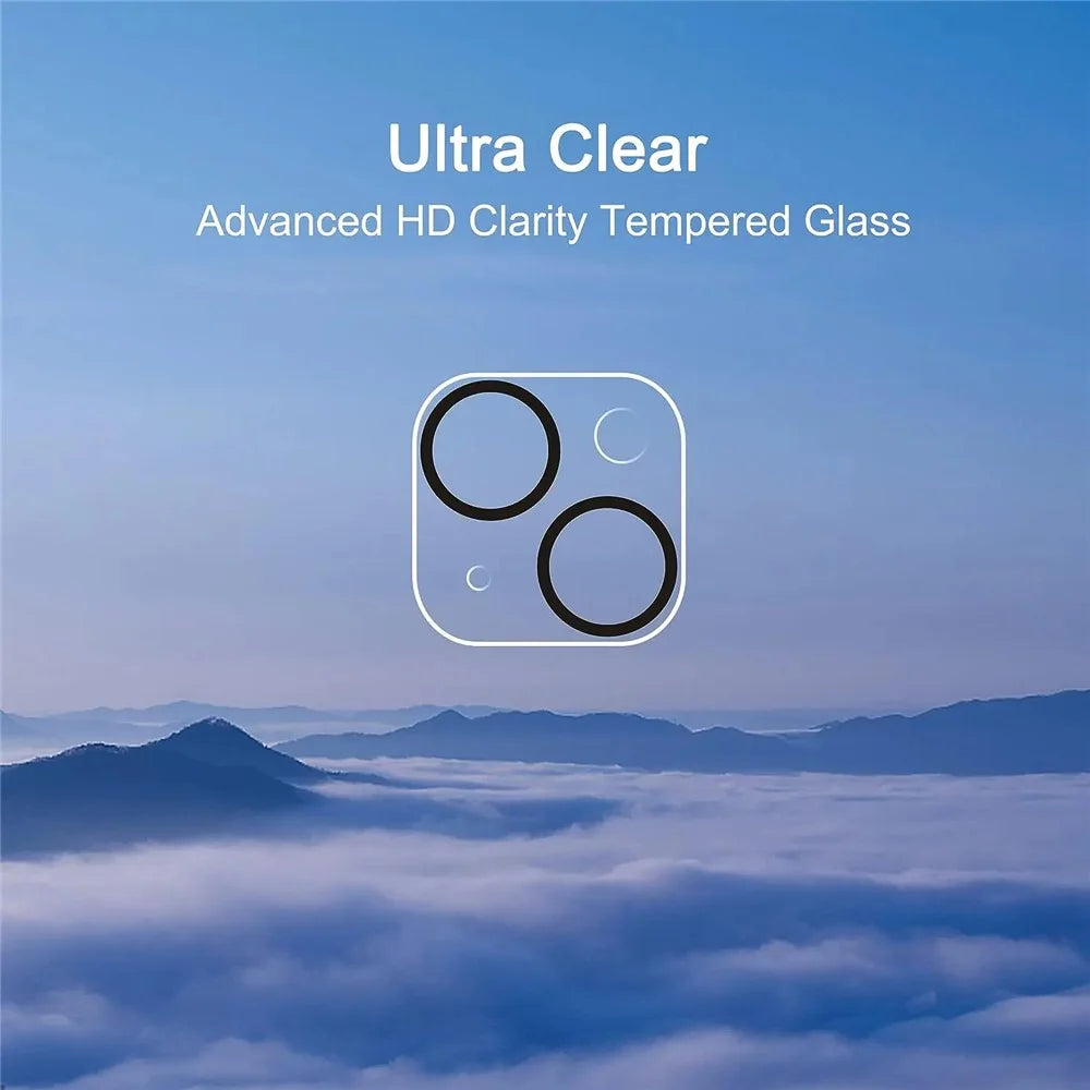 For iPhone 15 / 15 Plus Camera Lens Protector Black Ring Silk Printing Tempered Glass Acrylic Lens Film - 2
