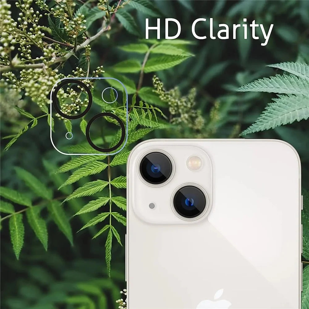 For iPhone 15 / 15 Plus Camera Lens Protector Black Ring Silk Printing Tempered Glass Acrylic Lens Film - 4