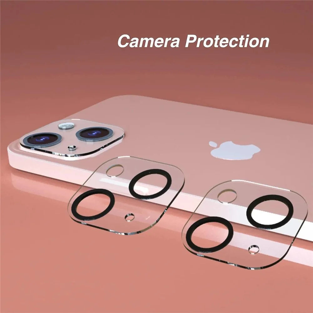 For iPhone 14 / 14 Plus Camera Lens Protector Black Ring Silk Printing Tempered Glass Acrylic Lens Film - 3