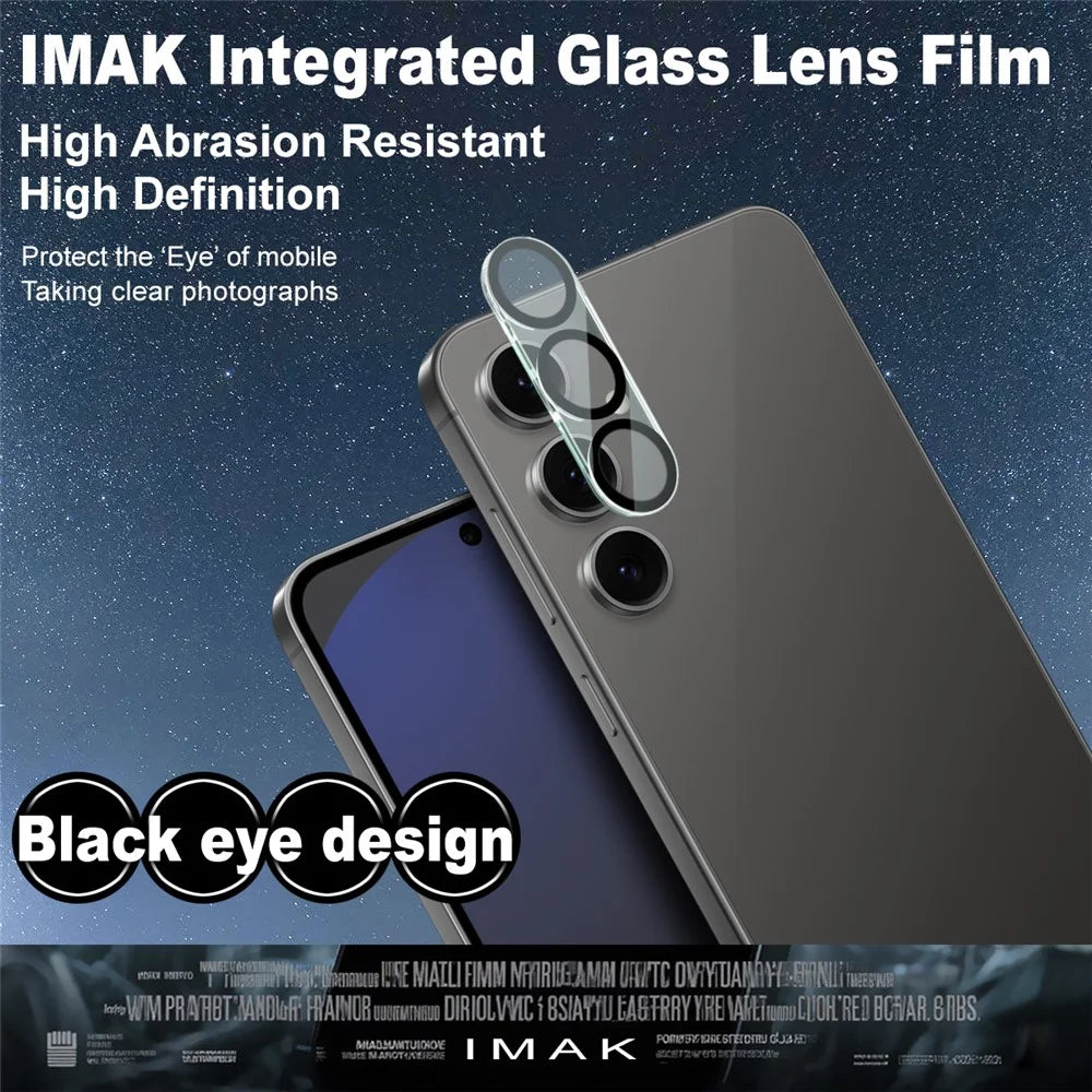 IMAK For Samsung Galaxy S25 FE Tempered Glass Camera Lens Protector Acrylic Lens Cap (Black Circle Design) - 2