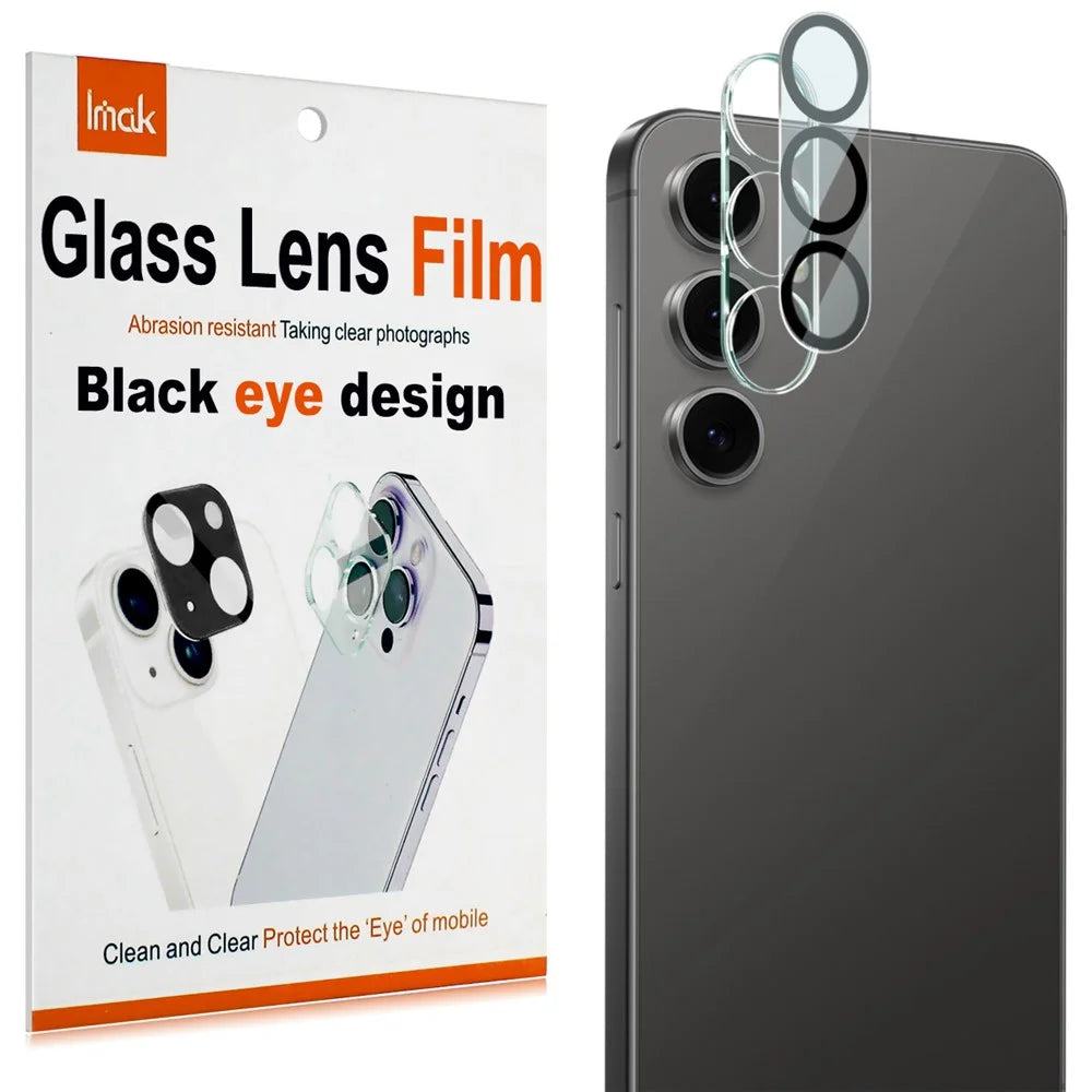 IMAK For Samsung Galaxy S25 FE Tempered Glass Camera Lens Protector Acrylic Lens Cap (Black Circle Design) - 6