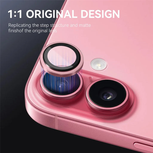 NORTHJO For iPhone 17 Camera Lens Protector Tempered Glass Lens Film Metal Ring Guard 1:1 Original Design - Pink - 2