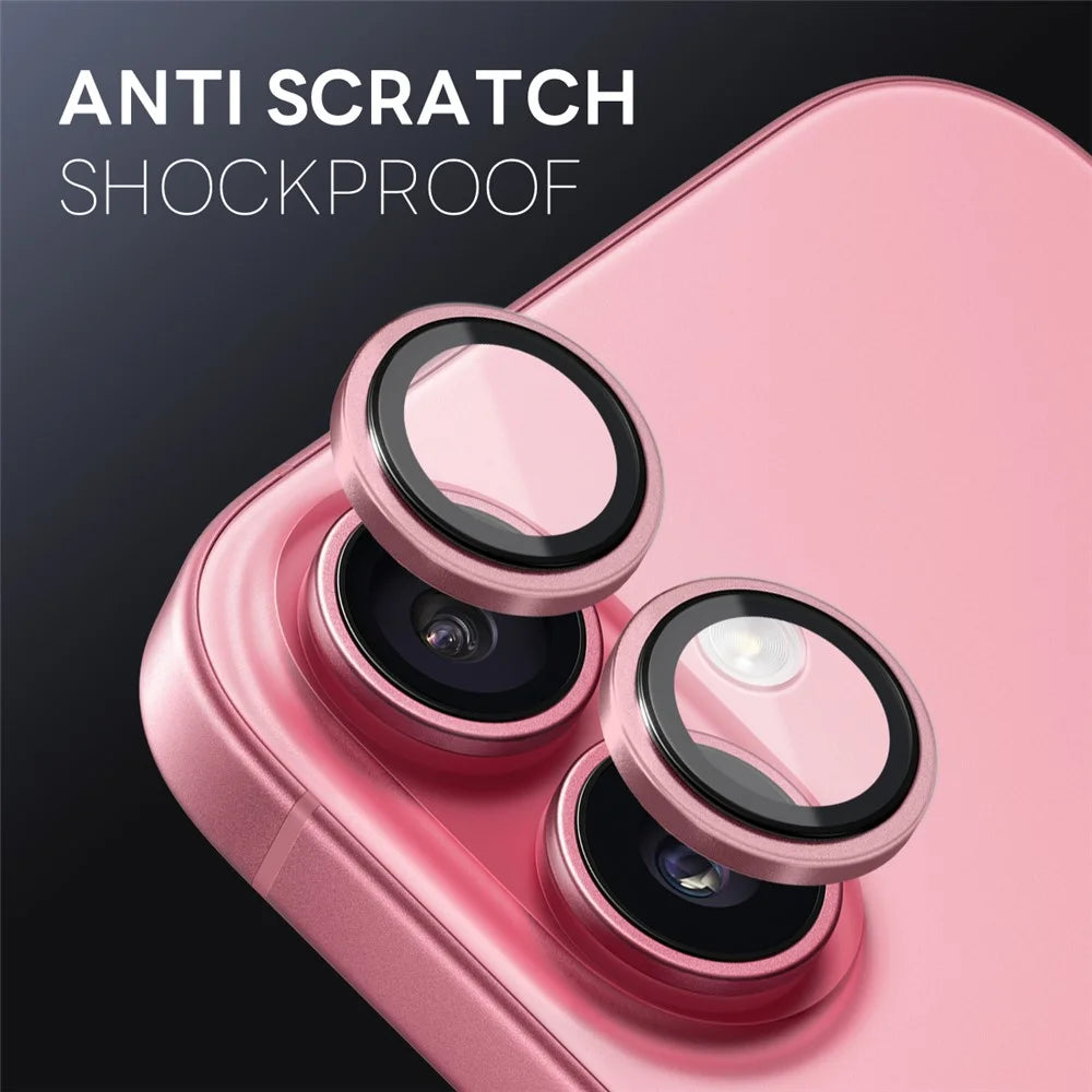 NORTHJO For iPhone 17 Camera Lens Protector Tempered Glass Lens Film Metal Ring Guard 1:1 Original Design - Pink - 3
