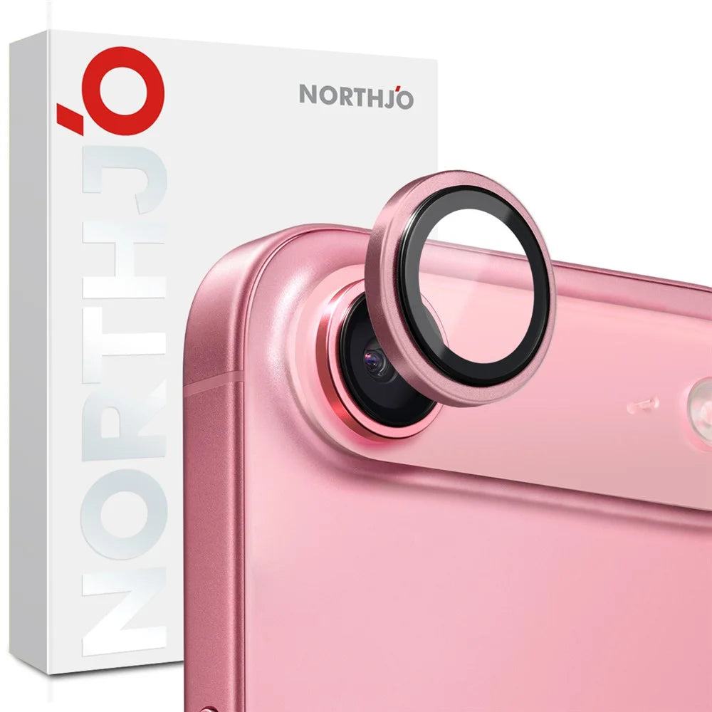 NORTHJO For iPhone Air Camera Lens Protector Tempered Glass Lens Film Metal Ring Guard 1:1 Original Design - Pink - 5