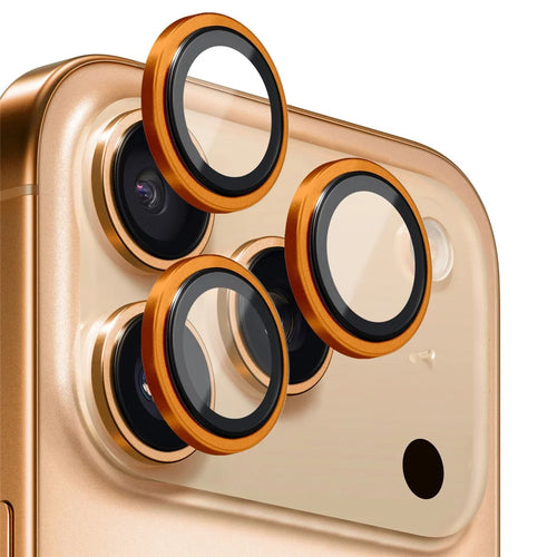 NORTHJO For iPhone 17 Pro Max / 17 Pro Camera Lens Protector Tempered Glass Lens Film Metal Ring Guard 1:1 Original Design - Orange - 1