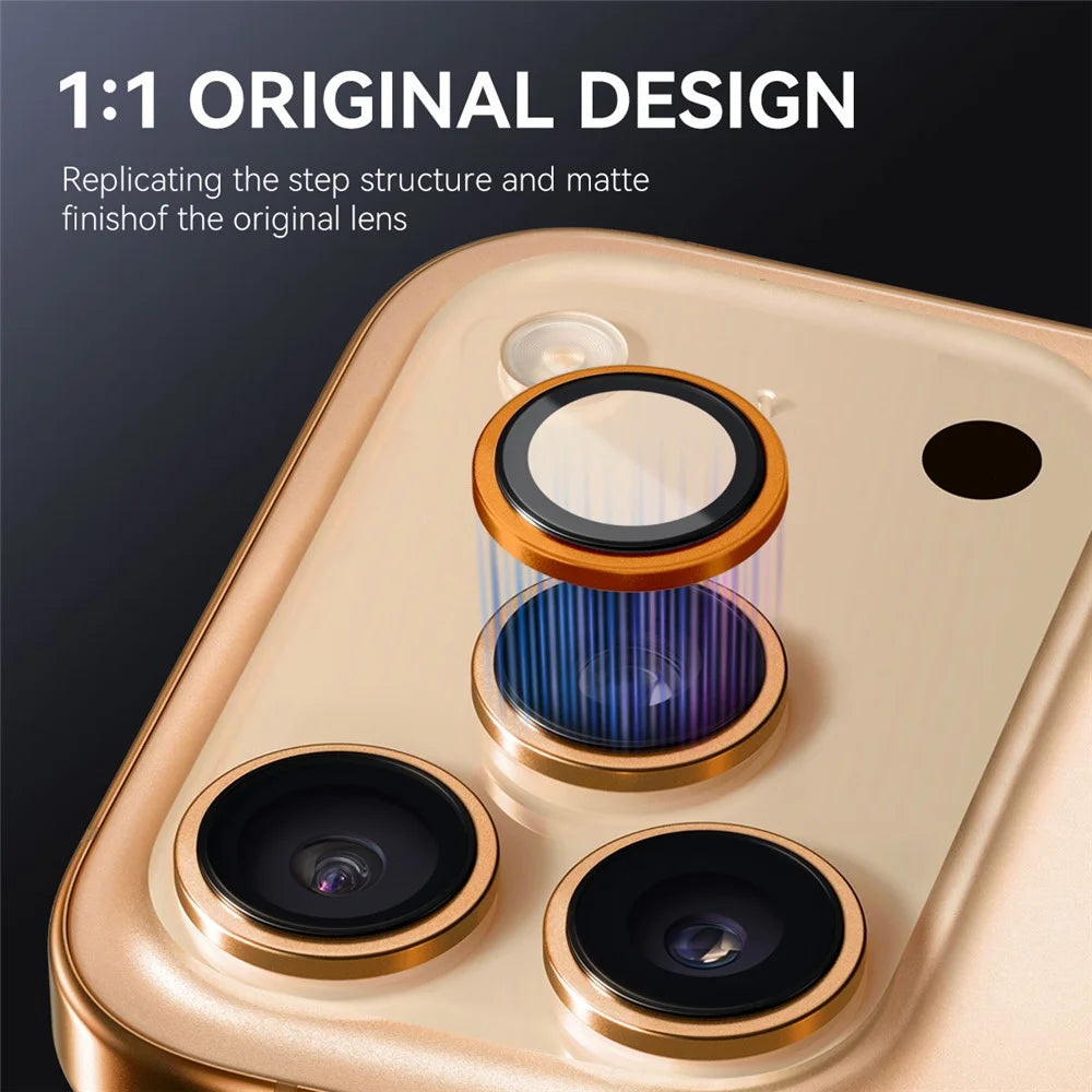 NORTHJO For iPhone 17 Pro Max / 17 Pro Camera Lens Protector Tempered Glass Lens Film Metal Ring Guard 1:1 Original Design - Orange - 2