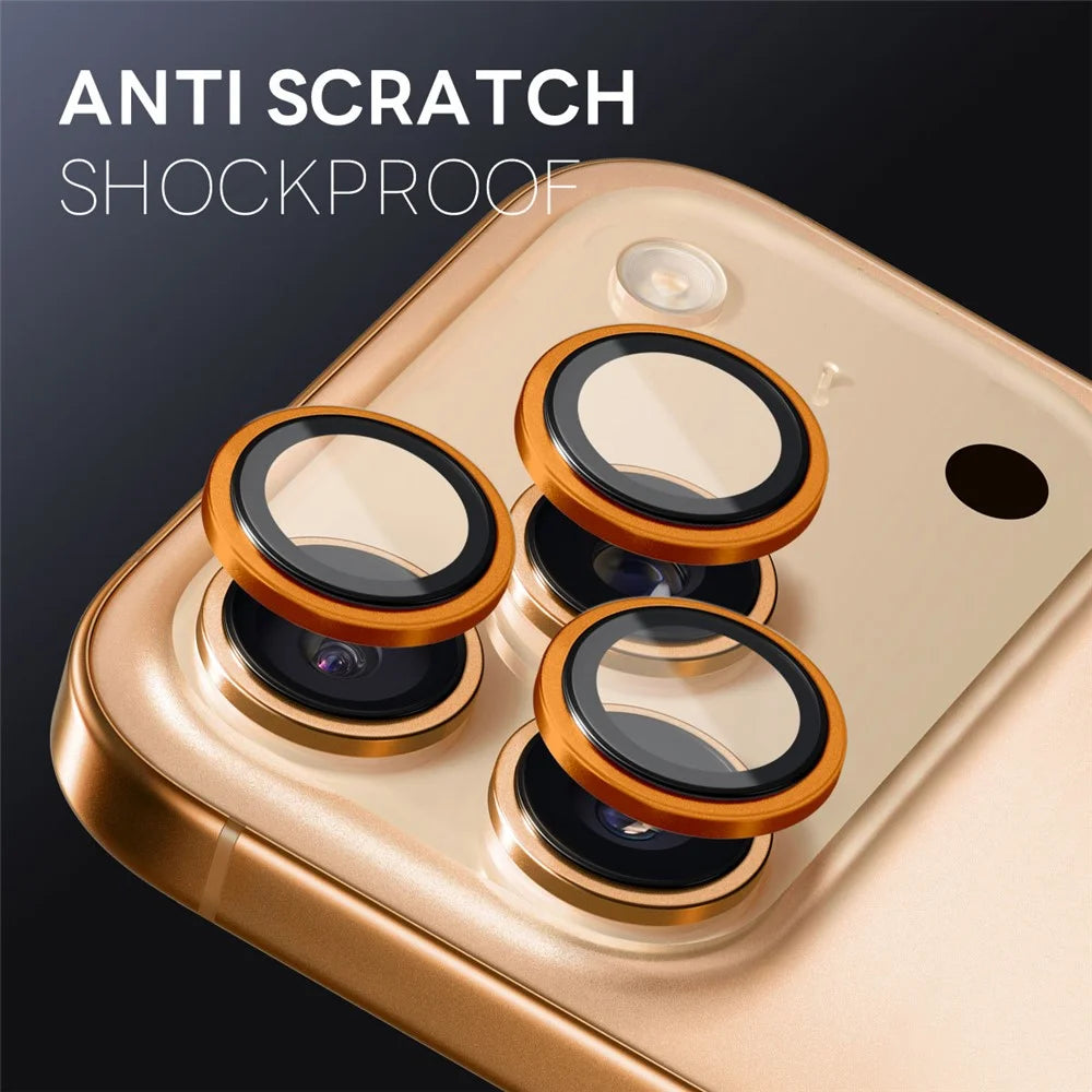NORTHJO For iPhone 17 Pro Max / 17 Pro Camera Lens Protector Tempered Glass Lens Film Metal Ring Guard 1:1 Original Design - Orange - 3
