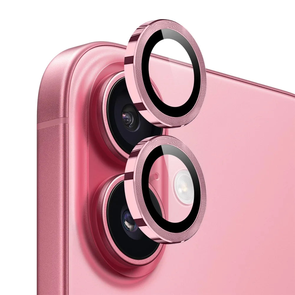 NORTHJO 1 Set For iPhone 17 Tempered Glass Camera Lens Film CD Veins Metal Ring Lens Guard - Pink - 1