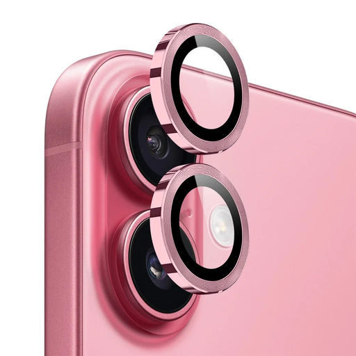 NORTHJO 1 Set For iPhone 17 Tempered Glass Camera Lens Film CD Veins Metal Ring Lens Guard - Pink - 1