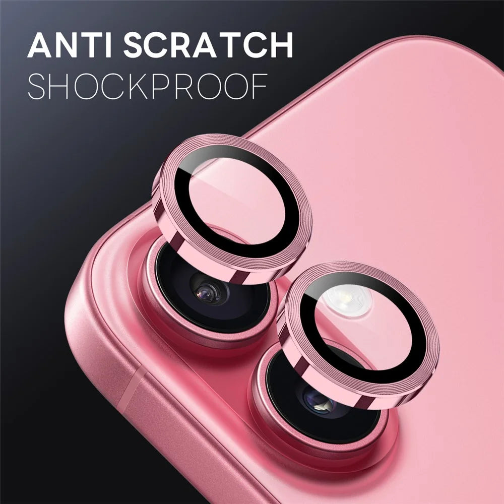 NORTHJO 1 Set For iPhone 17 Tempered Glass Camera Lens Film CD Veins Metal Ring Lens Guard - Pink - 2