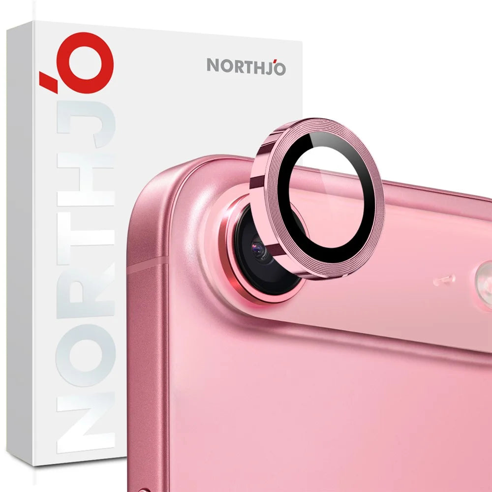 NORTHJO For iPhone Air Tempered Glass Camera Lens Film CD Veins Metal Ring Lens Guard - Pink - 4