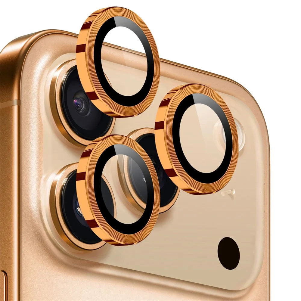 NORTHJO 1 Set For iPhone 17 Pro Max / 17 Pro Tempered Glass Camera Lens Film CD Veins Metal Ring Lens Guard - Orange - 1
