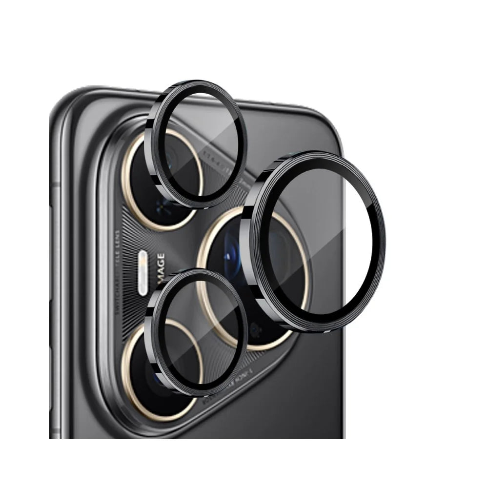 NORTHJO 1 Set For Huawei Pura 80 Ultra Tempered Glass Camera Lens Film CD Veins Metal Ring Lens Guard - Black - 2