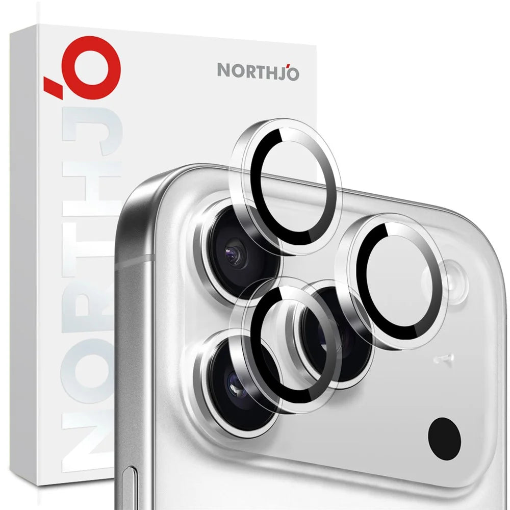NORTHJO 1Set Clear Lens Film for iPhone 17 Pro Max / 17 Pro Camera Lens Protector Tempered Glass Metal Ring Guard - 1