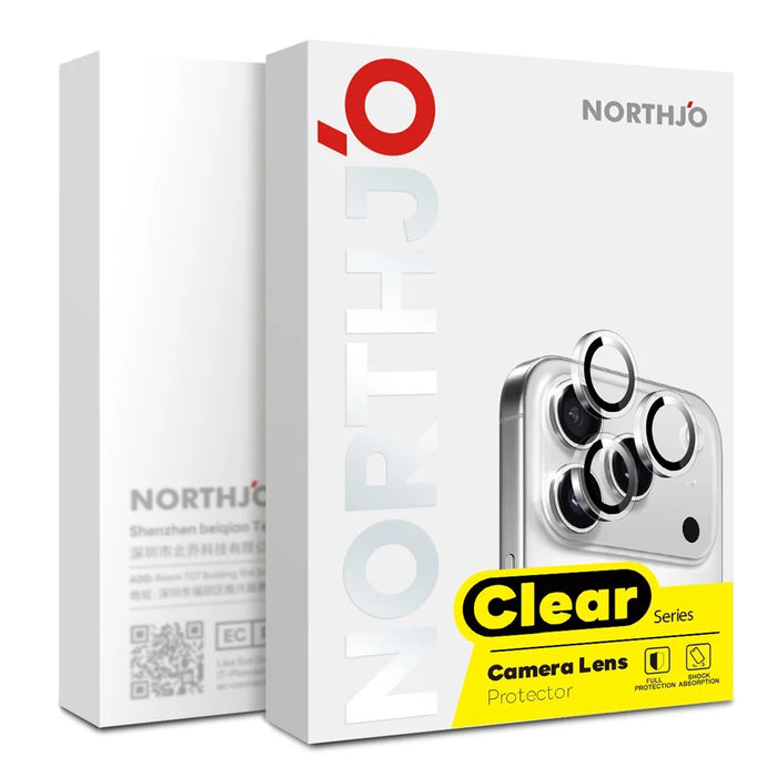 NORTHJO 1Set Clear Lens Film for iPhone 16 / 16 Plus Camera Lens Protector Tempered Glass Metal Ring Guard - 4