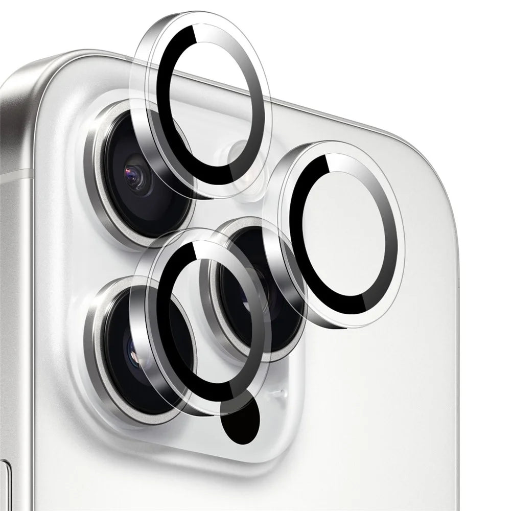 NORTHJO 1Set Clear Lens Film for iPhone 16 Pro / 16 Pro Max Camera Lens Protector Tempered Glass Metal Ring Guard - 2