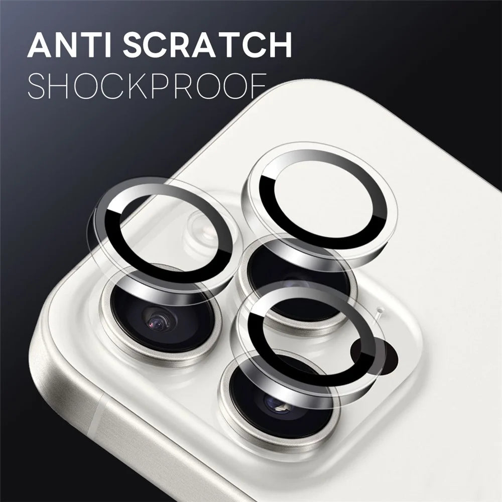 NORTHJO 1Set Clear Lens Film for iPhone 16 Pro / 16 Pro Max Camera Lens Protector Tempered Glass Metal Ring Guard - 3