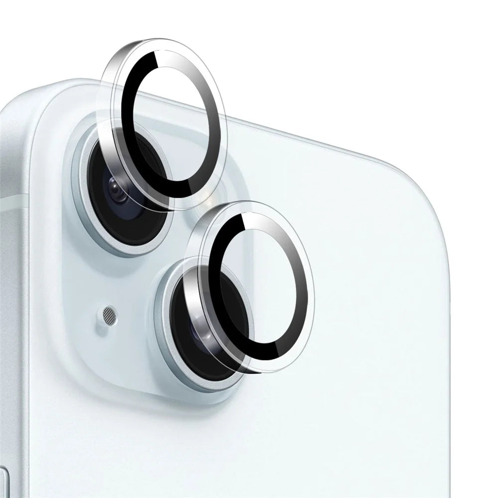 NORTHJO 1Set Clear Lens Film for iPhone 15 / 15 Plus Camera Lens Protector Tempered Glass Metal Ring Guard - 2