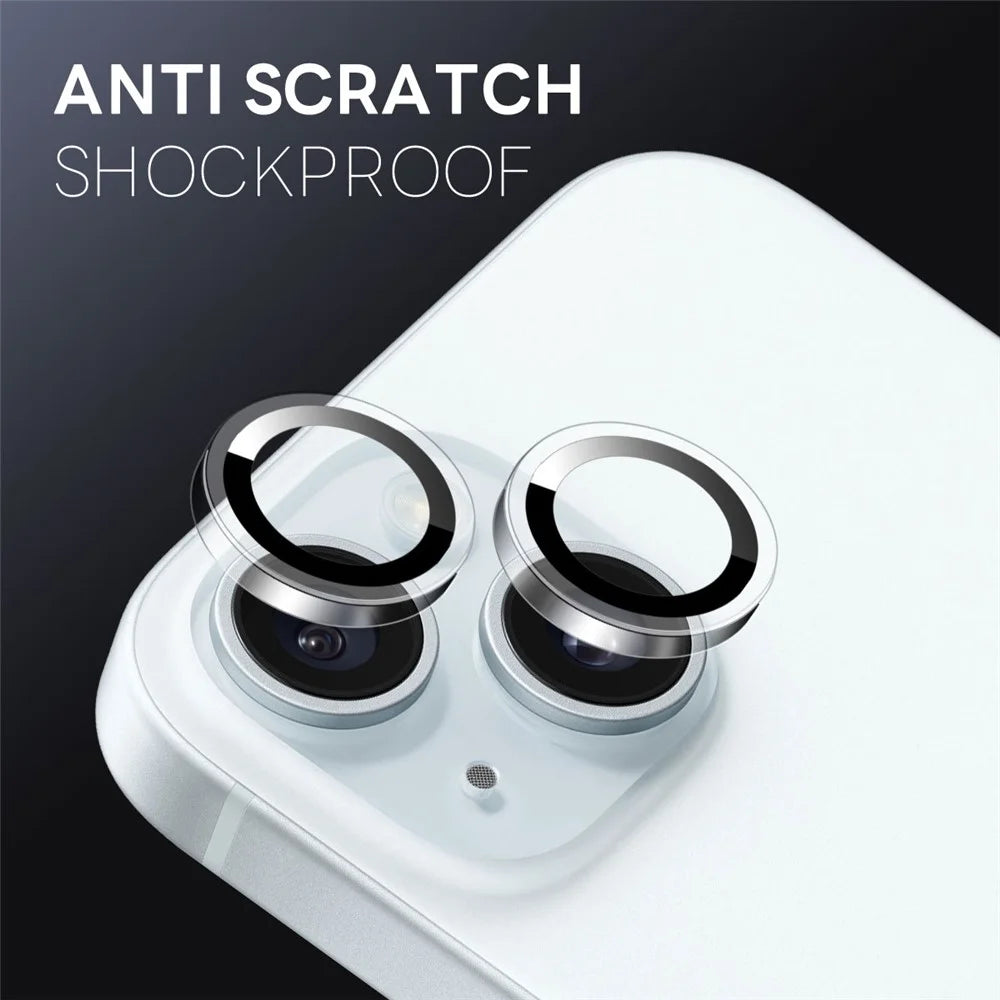 NORTHJO 1Set Clear Lens Film for iPhone 15 / 15 Plus Camera Lens Protector Tempered Glass Metal Ring Guard - 3