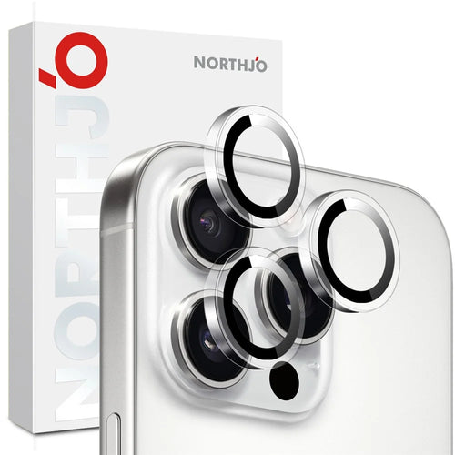 NORTHJO 1Set Clear Lens Film for iPhone 15 Pro / 15 Pro Max Camera Lens Protector Tempered Glass Metal Ring Guard - 1