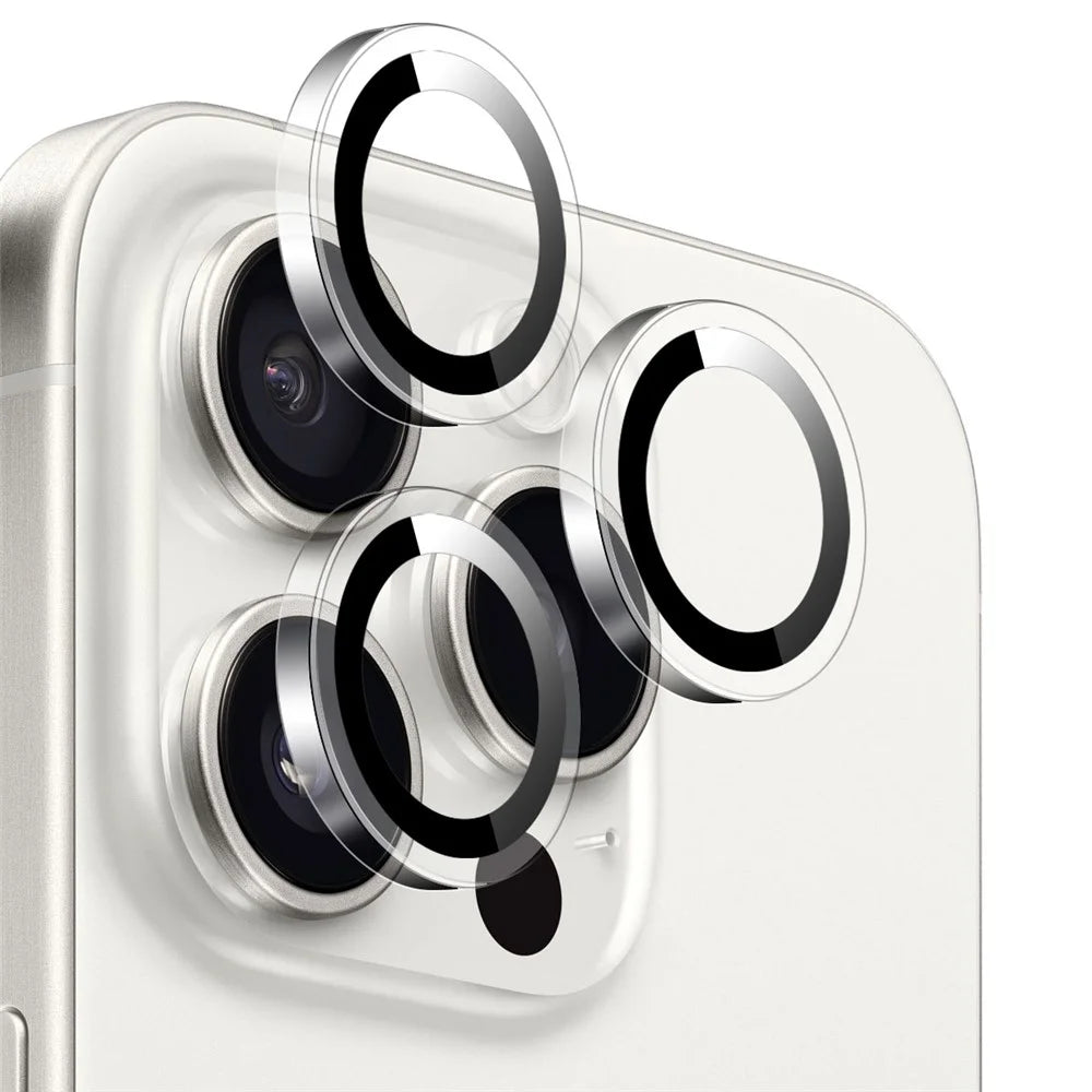 NORTHJO 1Set Clear Lens Film for iPhone 15 Pro / 15 Pro Max Camera Lens Protector Tempered Glass Metal Ring Guard - 2
